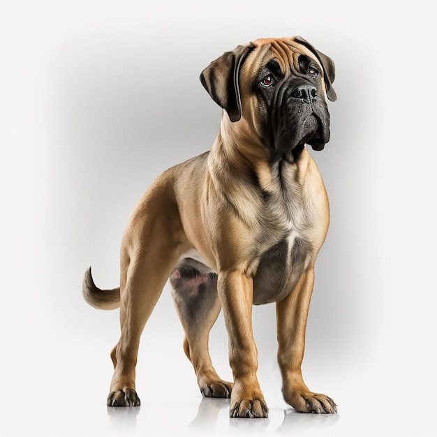 Giant dog breed bullmastiff portrait isolated on white closeup lovely home pet