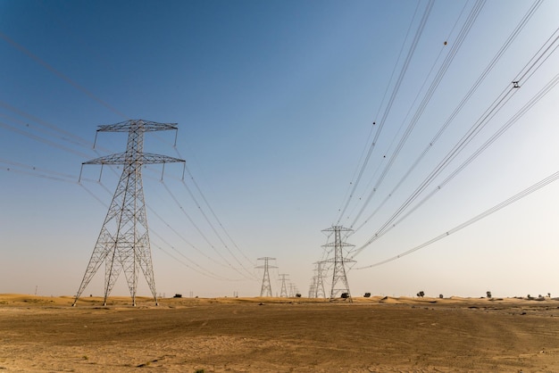 Giant electricity cables in the desert