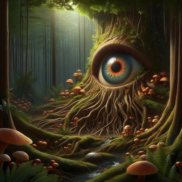 A giant eye under the forest generative by AI