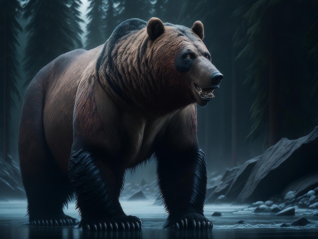 Giant grizzly bear ai generated