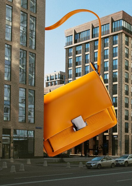 Foto borsa gigante in ambiente urbano