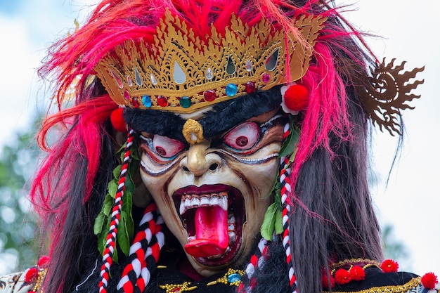 Giant handmade structure, Ogoh-ogoh statue built for the Ngrupuk parade, which takes place on the even of Nyepi day in Ubud, Bali island, Indonesia. A Hindu holiday marked by a day of silence