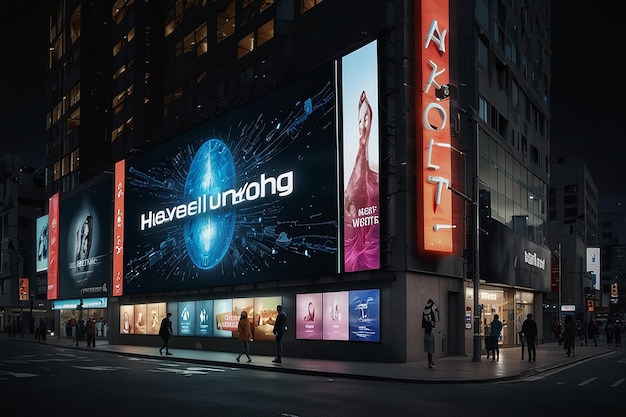 Giant Holographic Tech Ads Futuristic Urban Advertising