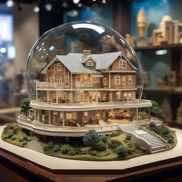 A giant magnifying glass hovering over a miniature model house Ai Generated