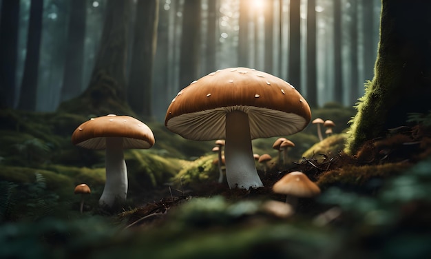 Giant Mushroom Forest scape Fantasy Wallpaper