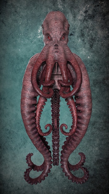 giant ocean octopus. 3d illustrative