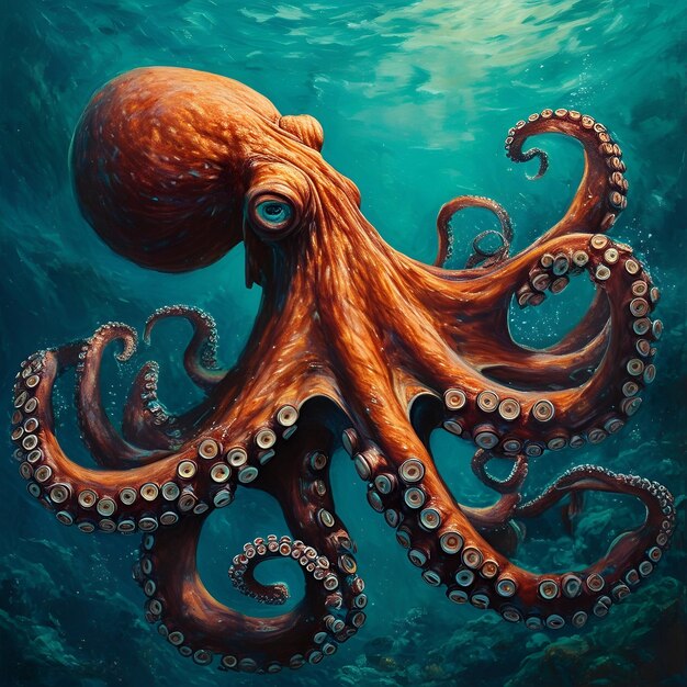 Photo giant octopus undersea illustration