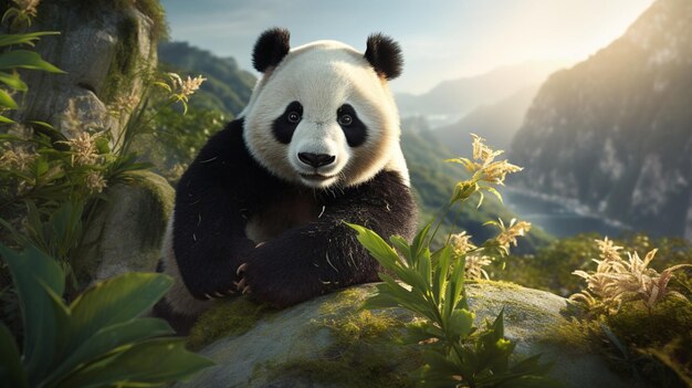 Foto giant panda achtergrond van hoge kwaliteit