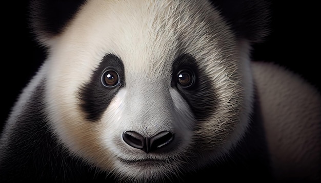Giant panda close up, art background