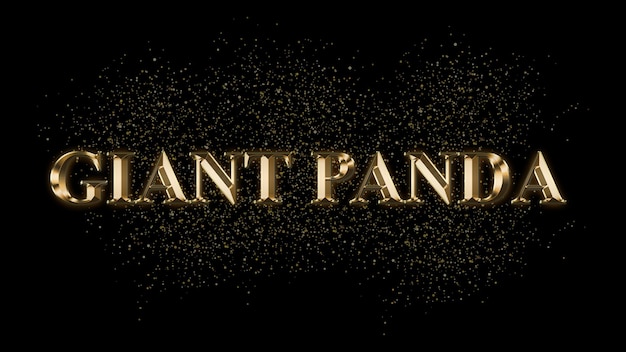 GIANT PANDA Gold Text Effect Gold text with sparks Gold Plated Text Effect animal name