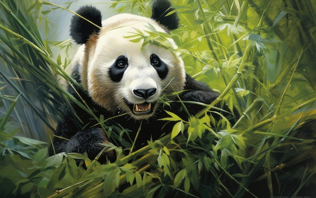 The Giant Panda Serene Bamboo Dining Generative AI