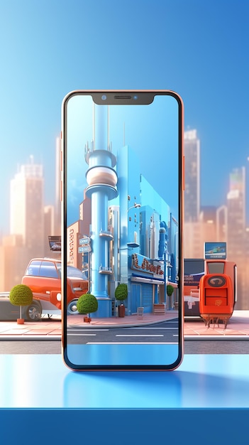Giant Phone in 3D Scene
