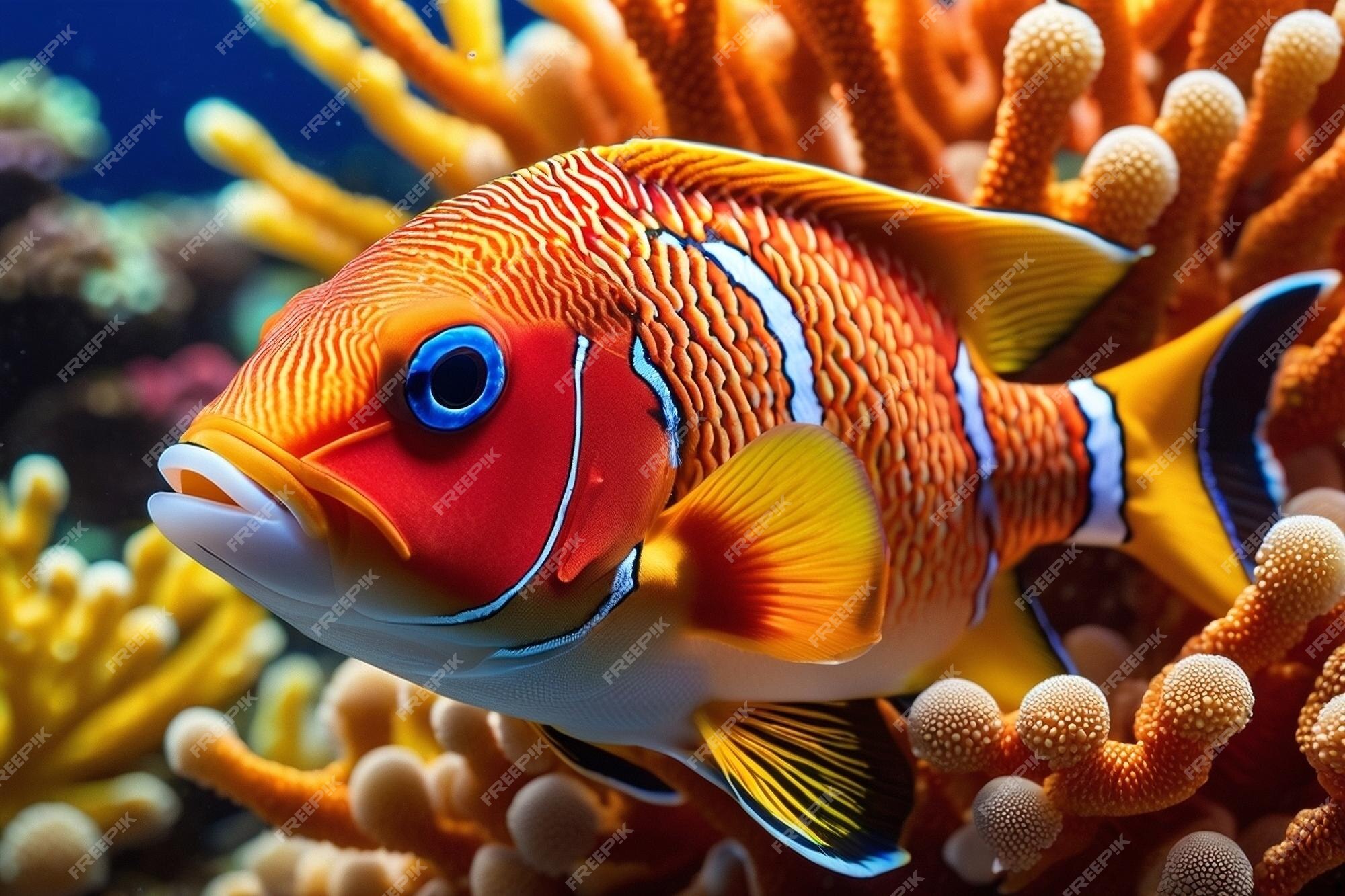 Premium Photo | Giant red and yellow coral reef fish