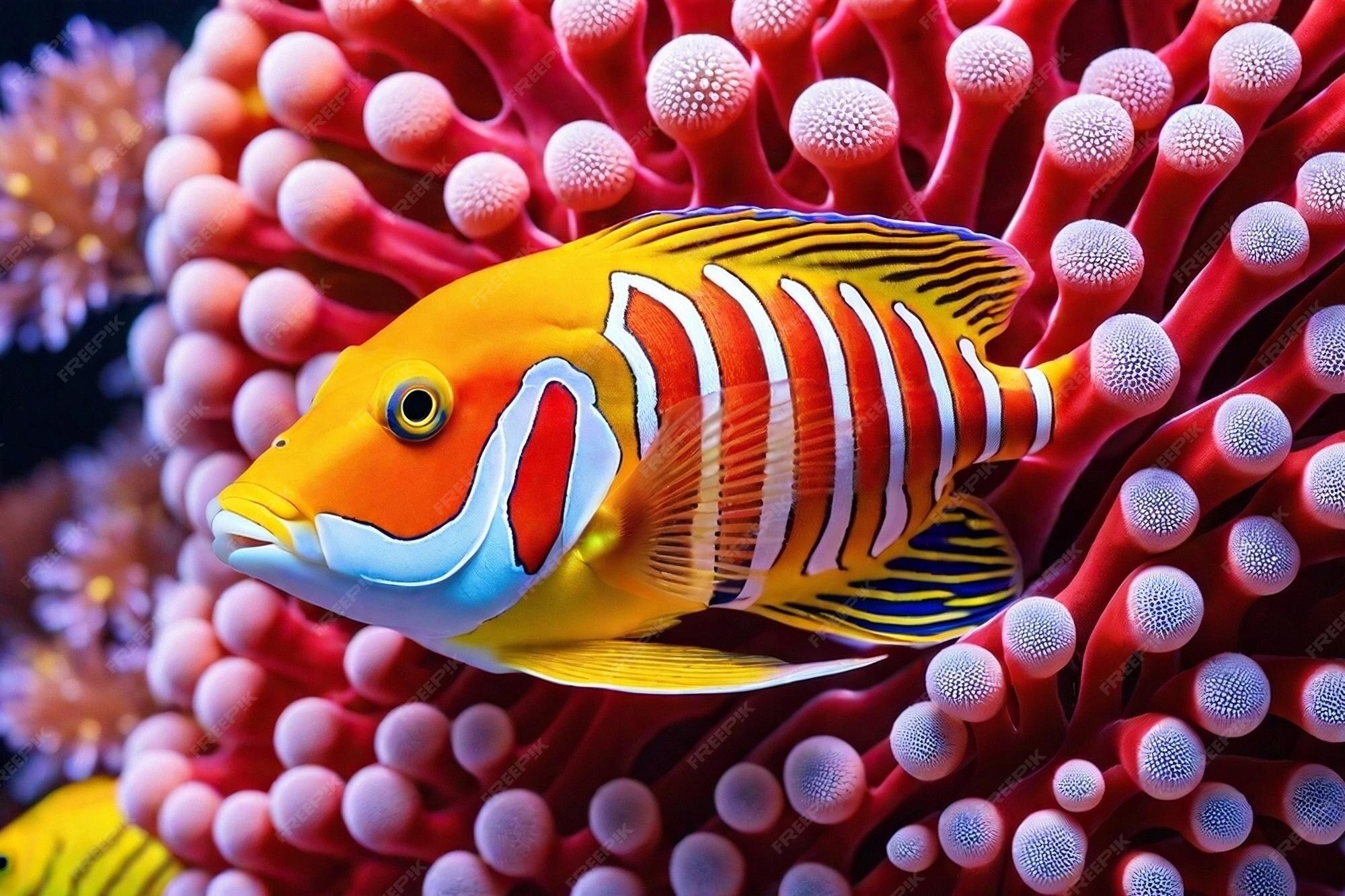 Premium Photo | Giant red and yellow coral reef fish