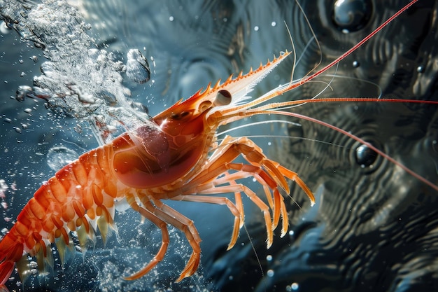 Photo giant shrimp in the colorful sea