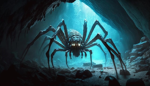 Фантастическое изображение гигантского паука, созданное искусственным интеллектом