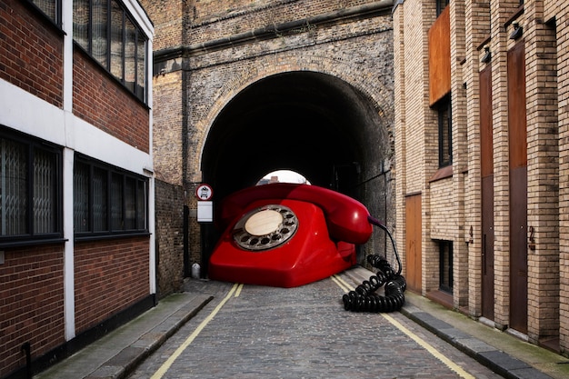 Giant telephone in everyday life