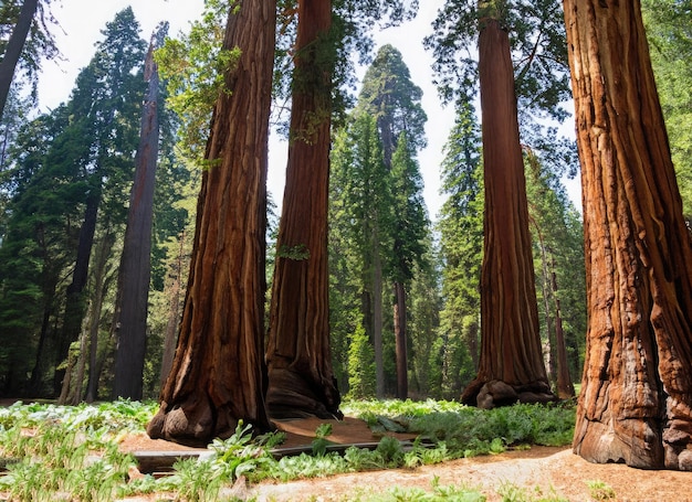 Photo a giant trees forest landscape