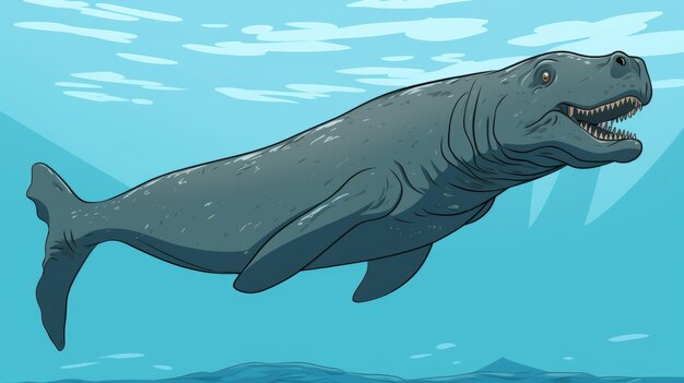 Giant Walrus Swimming In The Sea Graphic Novel Inspired Animation