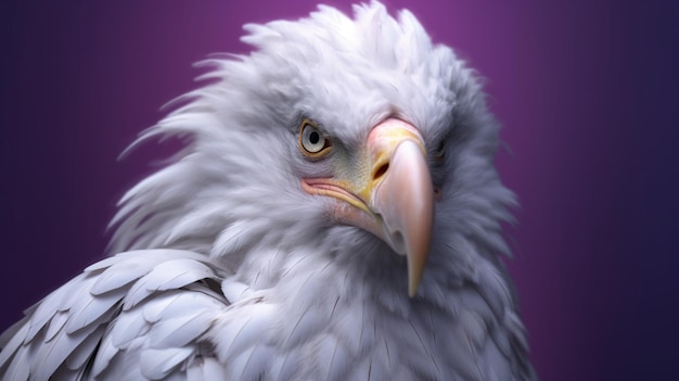 Giant white eagle with a purple head