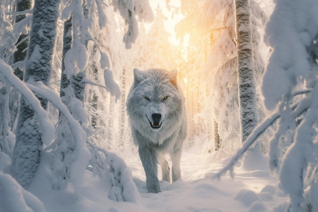 雪を生成する巨大なオオカミ フェンリル AI