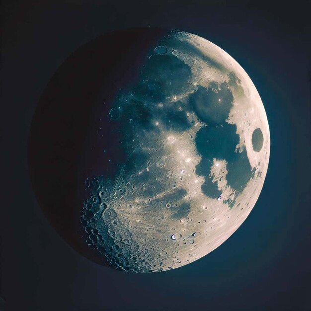 Gibbous maanschot schoonheid en detailfoto