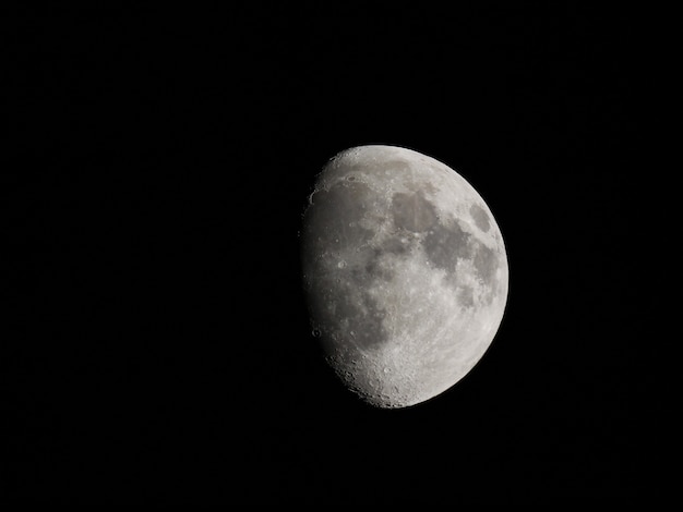 Gibbous moon seen with telescope