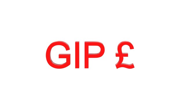 Gibraltar pound currency symbol of Gibraltar in Red 3d rendering 3d illustration