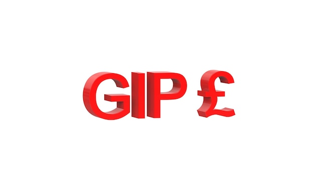 Gibraltar pound currency symbol of Gibraltar in Red 3d rendering 3d illustration