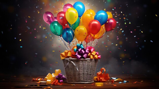 gift basket with balloons