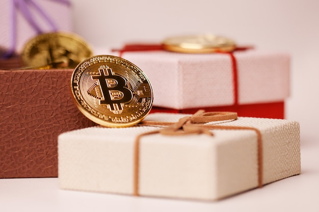 Photo gift bitcoin in the package