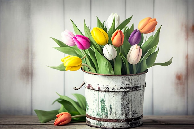 Gift bouquet of tulips. graphics.