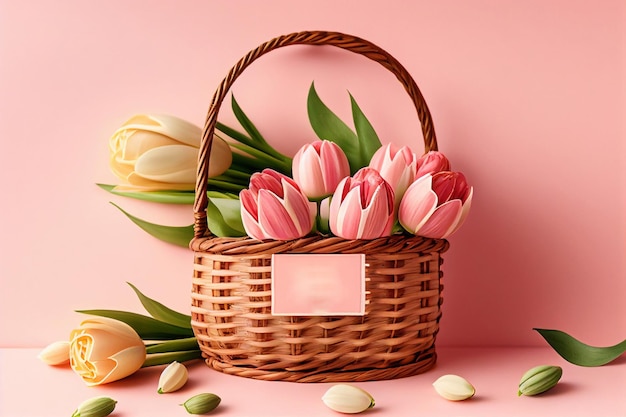 Gift bouquet of tulips. graphics.