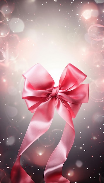 Gift bow with bokeh background Christmas and New Year card