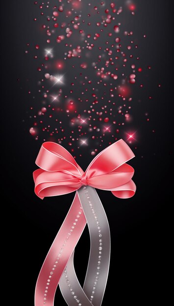 Gift bow with bokeh background Christmas and New Year