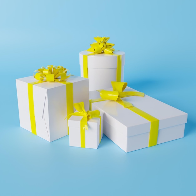 Gift box 3D on a transparent background, 3D rendering illustration