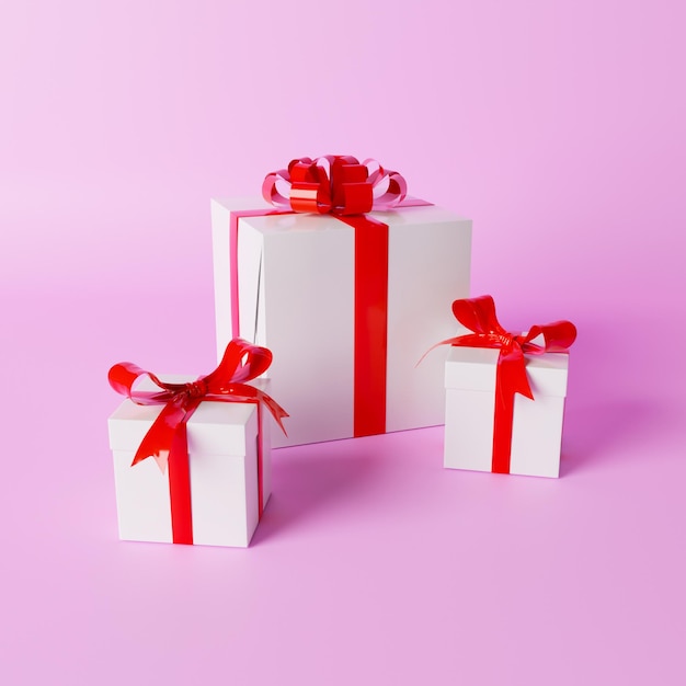 Gift box 3D on a transparent background, 3D rendering illustration