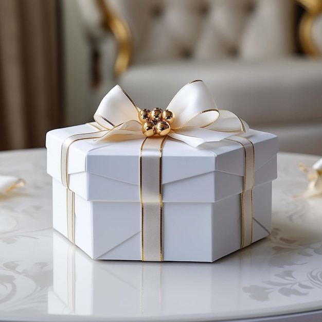 Gift box back view isolated in white background