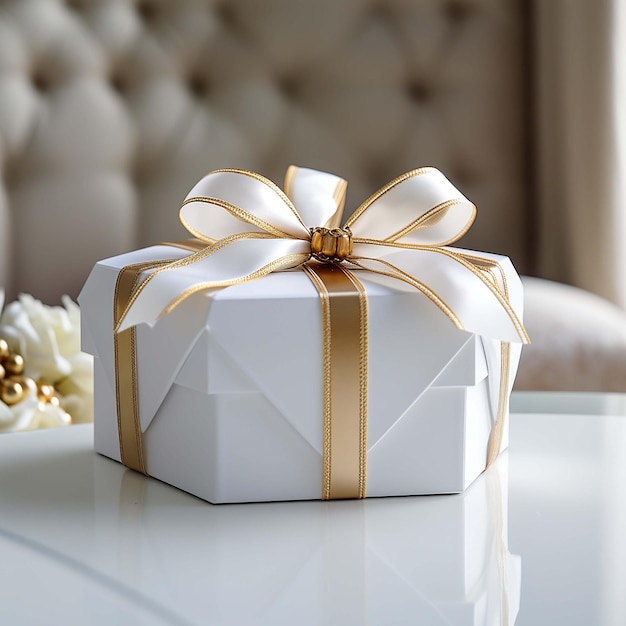 Gift box back view isolated in white background