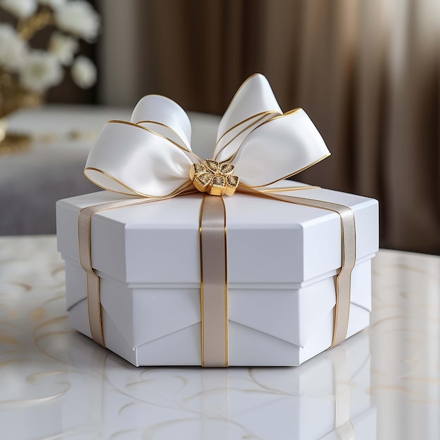 Gift box back view isolated in white background