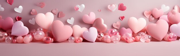 Gift box balloons in the pink background Valentine s celebration concept Banner