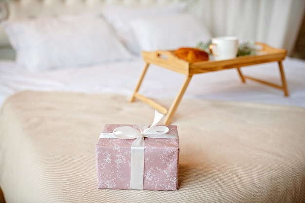 gift box in bed