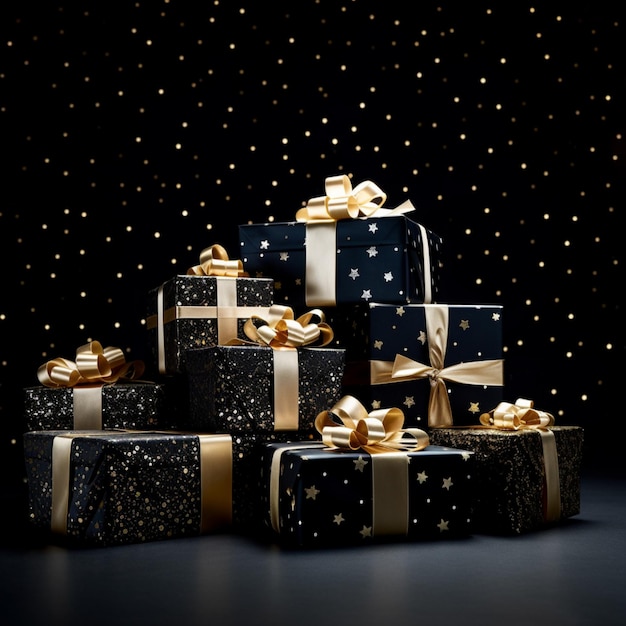 Gift box in black background