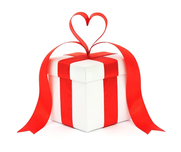 Gift box bow and heart