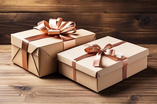 Gift Box And Card On Wooden Background