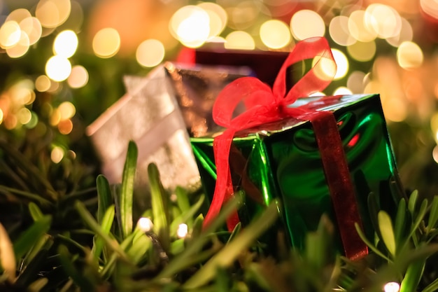 선물 상자 크리스마스와 새해 장식, 소프트 포커스