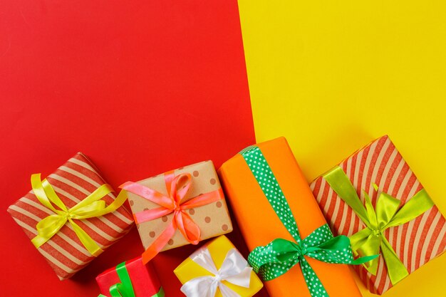 Gift box on color background