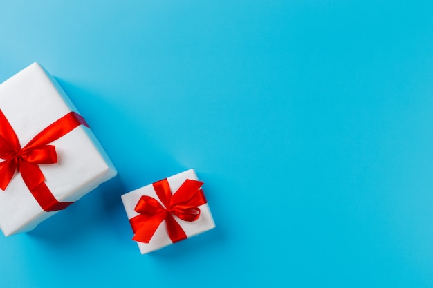 Gift box on color background