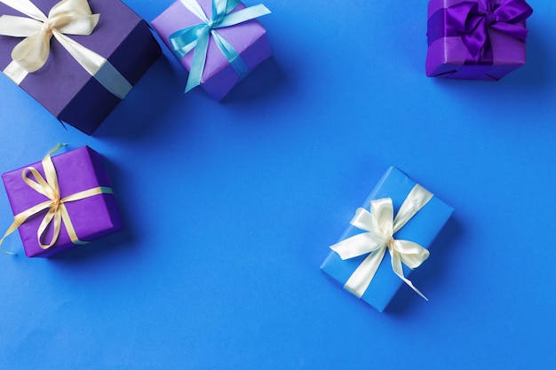 Gift box on color background