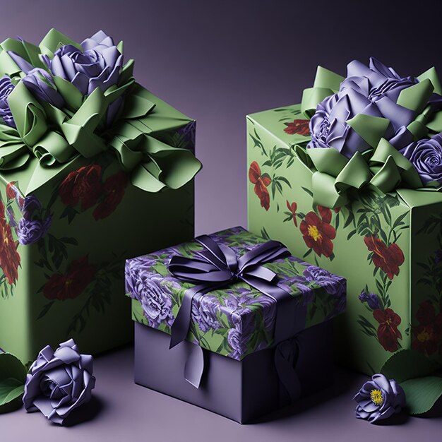 Photo gift box and gift flower ai image